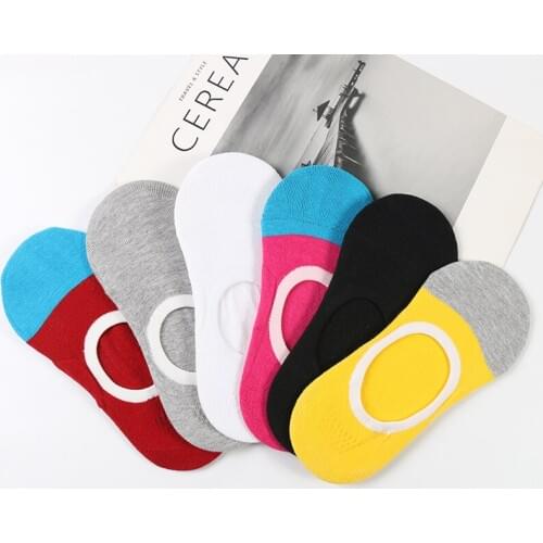 DONG AI 6 pairs Pure color cotton invisible female boat socks heel dispensing Y heel girls