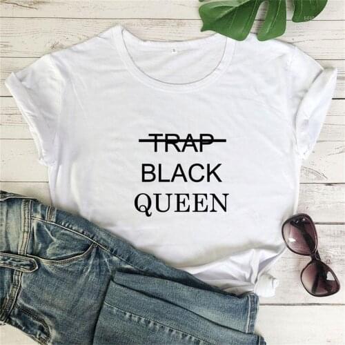 Womens T-Shirt Aesthetic Casual Short Sleeve Tee Trap Black Queen T Shirt Tops Women TX5051
