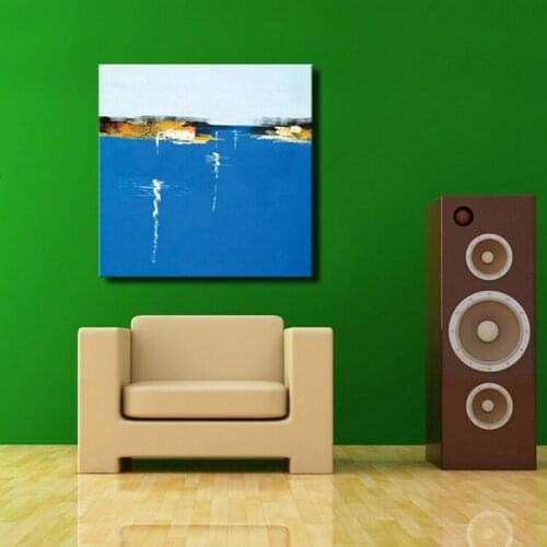 Hotsale handmade blue abstract landscape scenery oil painting with acrylics for modern living decoration