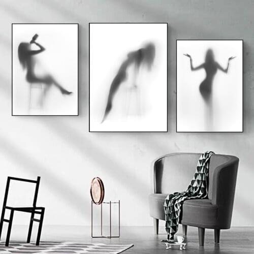 Abstract Women Nude Girl Shower Canvas Paintings Nordic Black and White Obscure Posters Prints Wall Art Picture for Home Decor