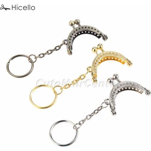 5pcs/lot Metal Frame Handle with key chain Kiss Clasp Arch for Bag Handbag Purse Alloy 4cm*3.5cm Bronze Silver Gold Hicello