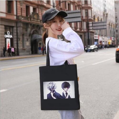 Tokyo Ghoul Anime Fashion Canvas Bag Shopper Black Harajuku Goth топ Large Capacity Womens bags vintage handbag Shoulder Bag