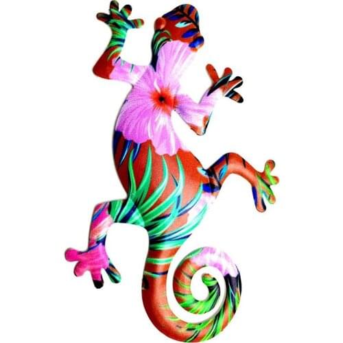 Rustproof Metal Gecko Wall Art Decor Sculpture Hang Indoor Outdoor For Home Bedroom Living Room Office Wall Garden Decoration