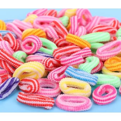 Wholesale 100 Pcs Colorful Child Kids Hair Holders Hairband Cute Rubber Hair Band Elastic Accessories Girl Charms Headwear