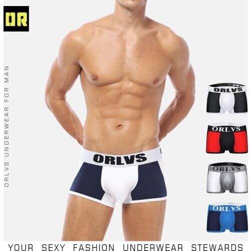 ORLVS Mens Underwear Men Boxers Sexy Mens Underwear Gay Boxer Cotton Short soft Panties Breathable Comfortable Boxershorts