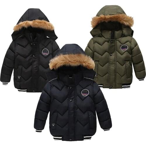1-5 Years Boys Thicken Warm Winter Clothes Toddler Boys Outfit Clothes Hooded Coat Children Fashion Outwear Jacket Coat