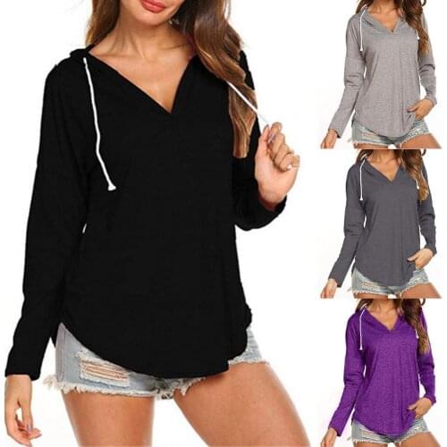 Casual Great Solid Color Autumn Sweatshirt Lightweight Autumn Sweatshirt Loose Hem for Daily Wear
