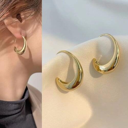 Simple Copper Alloy Gold C-shaped Small Drop Earrings For Woman Korean Fashion Jewelry Unusual Accessories for Wedding Girls