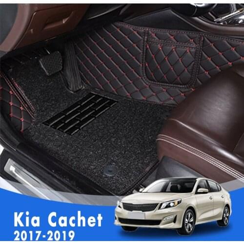 For Kia Cachet 2019 2018 2017 Luxury Double Layer Wire Loop Car Floor Mats Carpets Rugs Custom Auto Interior Accessories Covers