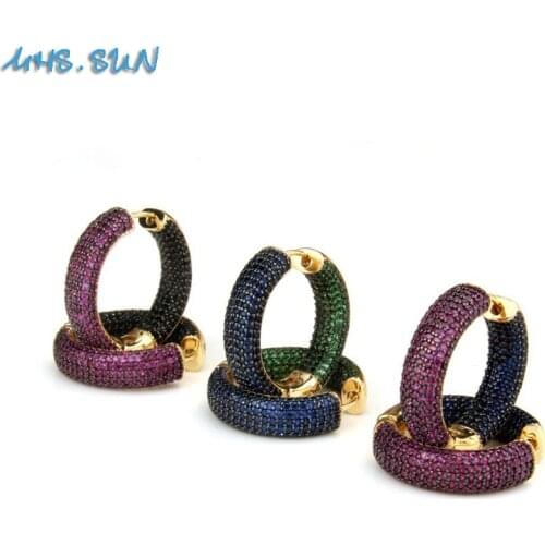 MHS.SUN Luxury Hoop Earrings AAA Cubic Zircon Crystal Women Earrings South America Style Jewelry For Wedding Gift 1Pair/lot