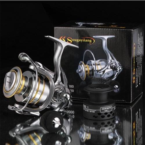 Sougayilang High Quality 13+1BB Double Spool Fishing Reel 5.1:1 5.5:1 Gear Ratio Spinning Reel Carp Fishing Reels for Saltwater
