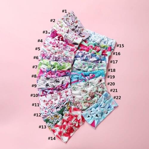 Spring Summer Floral Print Bows Wide Nylon Turban Headwraps,Watermelon Print Nylon Headbands,Children Girls Headwear 24pc/lot