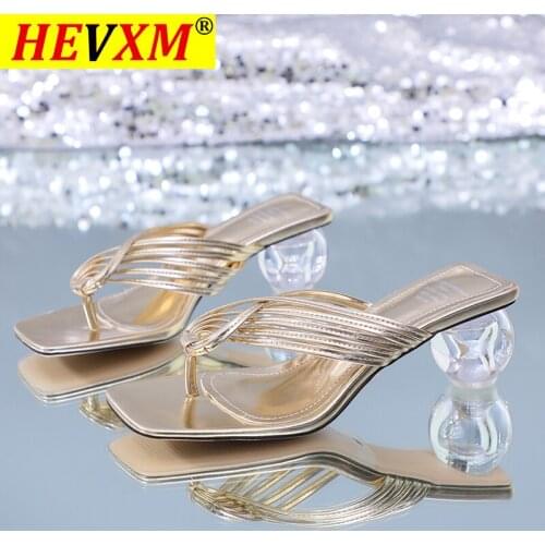 Women Square Toe Slippers Ladies Flip Flop Fashion High Heels Sandals PU Leather Womens Casual Shoe Female Footwear 2021 Summer