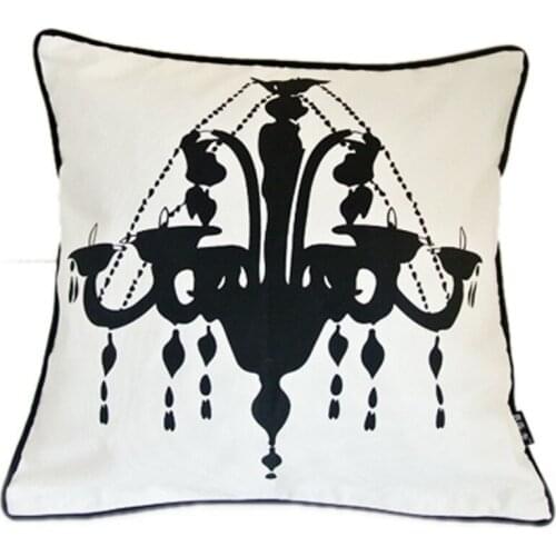 Modern NEW White Retro Black Chandelier Fashion Decorative Art Cotton Pillow Case Cushion Cover Sham 45cm x 45cm