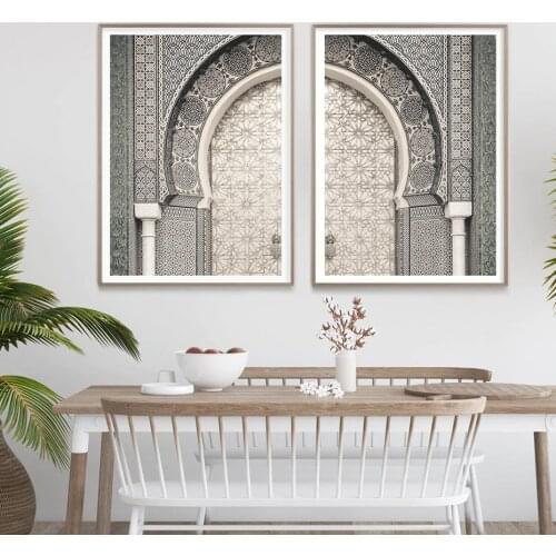 Modern Moroccan Print Marrakesh Door Travel Poster Boho Wall Art Canvas Painting Pictures for Living Room Home Decoration