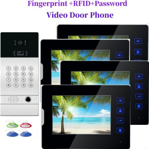 Video Intercom 7 Inch LCD Wired Video Door Phone Doorbell Visual Intercom KIT For 1/ 2/3 /4 Apartment