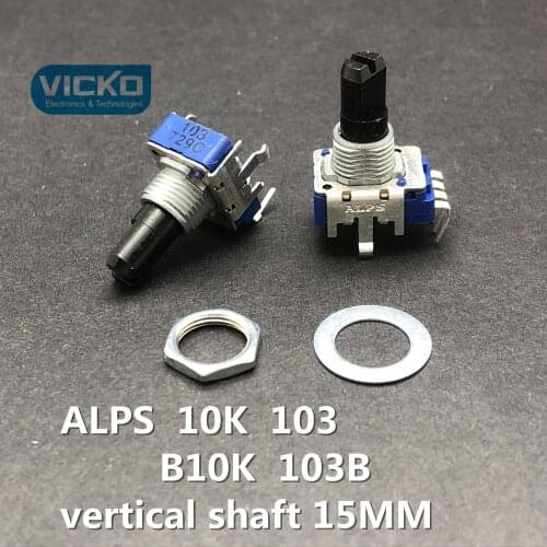 [VK] JAPAN Volume potentiometer 4 pin position ALPS 10K 103 shaft 15MM without midpoint 4 feet switch