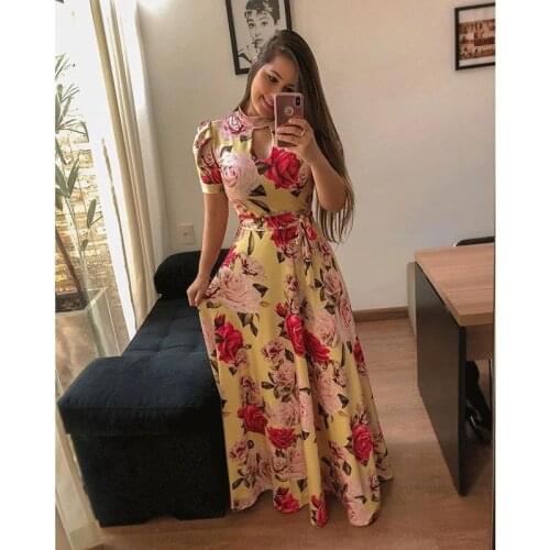 Oufisun 2020 Fashion Womens Plus Size Dress Long Sleeve Hollow Out Bandage Elegant Women Party Dress Boho Lady Dresses Vestidos