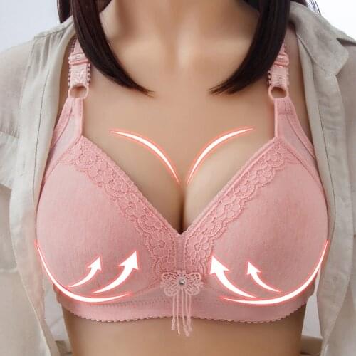 Plus Size Underwear Women Wire Free Soft B C Cup For Big Breast Ladies Cotton Thin Cup Lingerie Push Up Bras Active Bras