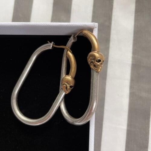 Gold and silver scrawled skull oval u-shaped earrings fashionable earrings exaggerated Europe and the United States