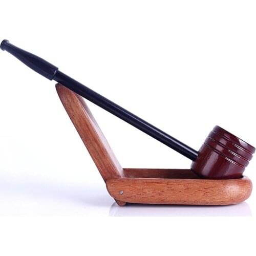 1 Pcs Creative Ebony Wood Pipe Smoking Filter Pipes Tobacco Smoking Herb Pipes Grinder Portable