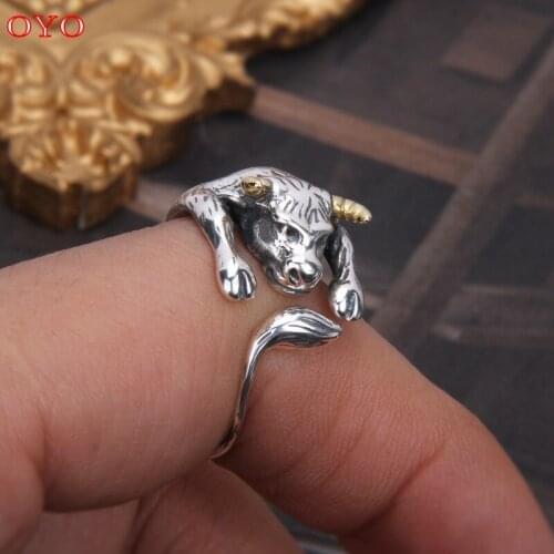 100% s925 sterling silver year of the ox vintage taurus ring