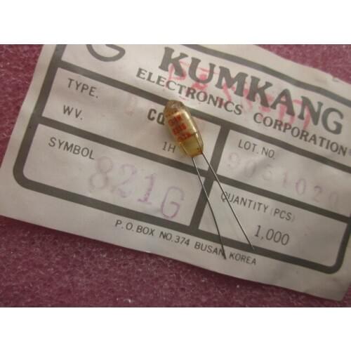 100PCS NEW820pf50v 0.00082uf50v 821/50v Polyvinyl silver film capacitor Size: 5.5 mm * 13 mm