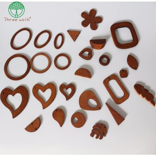 100pcs DIY Fashion Necklaces & Pendants Mixed Wooden Bead Geometric Pendant for Earrings Making Jewelry Findings