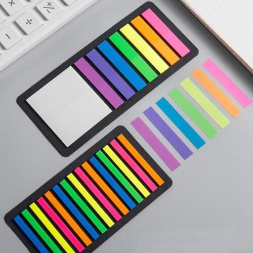 160/300Pcs Color Transparent Fluorescent Index Tabs Flags Sticky Note For Page Marker Planner Stickers Office School Stationery