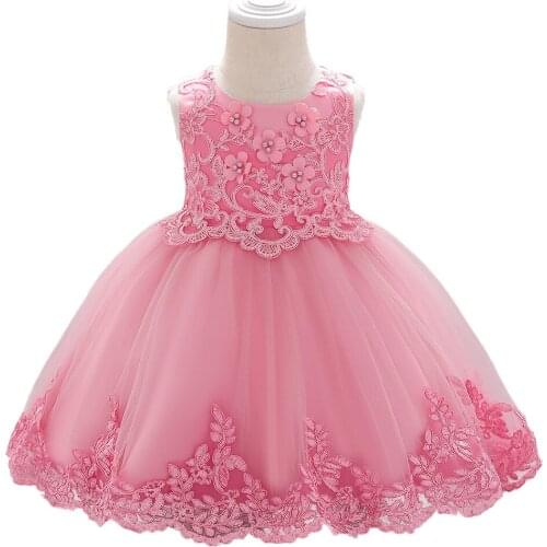 2021 Summer Girls 1st Birthday Party Infant Wedding Christening Dress Newborn Baby White Lace Princess Dress For Baby 6-24M