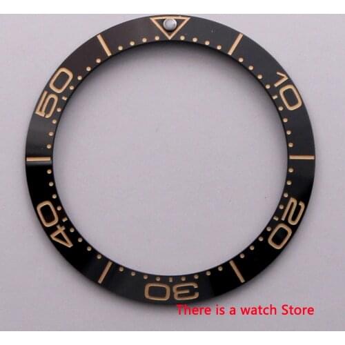 38mm Watch parts ceramics Bezel with yellow mark Insert for 40mm Automatic Watches