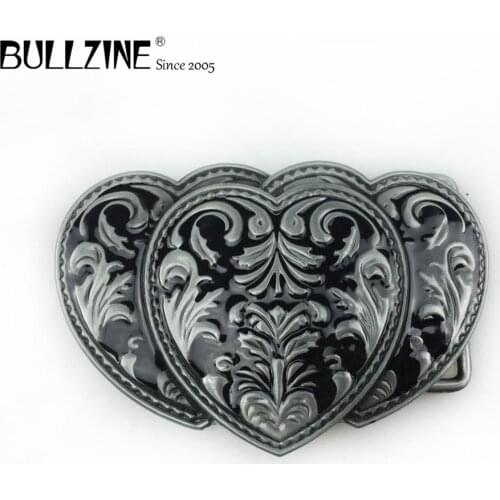 Bullzine zinc alloy retro Heart belt buckle cowboy jeans gift belt buckle pewter finish FP-02580 drop shipping
