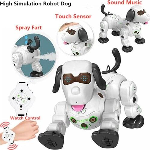 Watch Remote Control Smart Robot Dog Intelligent Talking Speaking Touch Sensor Dog With Music Eye Flash Light Spray Fart Pet Toy