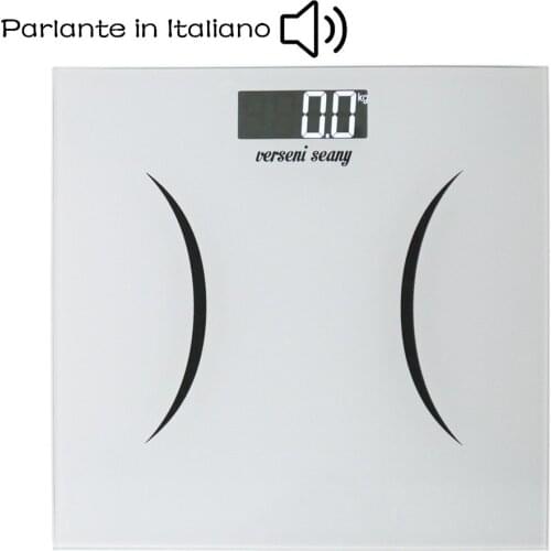 Digital Italian Talking Body Weight Scale with Large LCD for Low Vision，Large Glass Ultra Slim Scales TSC10-20-IT