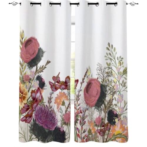 Herb Flower Vintage Window Curtains for Living Room Home Decor Child Bedroom Kitchen Curtains Drapes