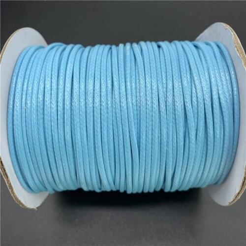 0.5mm 0.8mm 1mm 1.5mm 2mm Sky Blue Waxed Cotton Cord Rope Waxed Thread Cord String Strap Necklace Rope For Jewelry Making