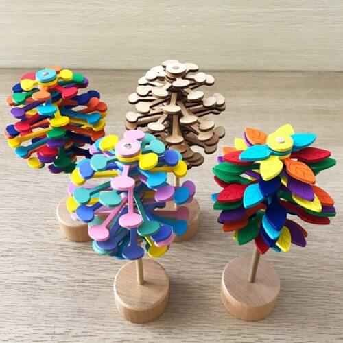 Colorful flower Wooden Toy Rotating Rod Creative Decompression Decompression Artifact Office Decompression Decompression Toy