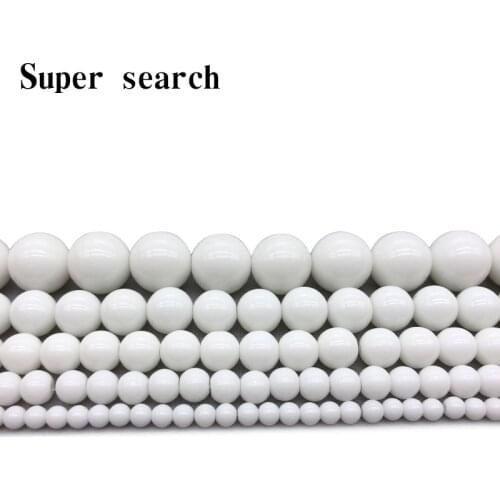 High quality Glass White porcelain Round Loose strand Beads 4/6/8/10/12mm Jewelry Making Bracelet Diy beads