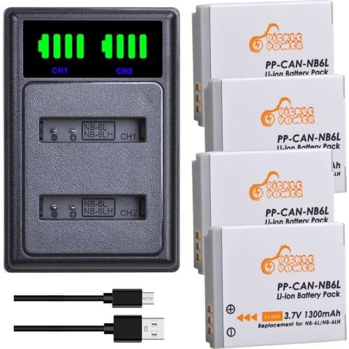 NB-6LH Battery NB-6L NB 6L NB6L Battery Charger Kits for Canon PowerShot D10 D20 D30 S95 SX260 SX280 SX540 SX700 SX710 HS Camera