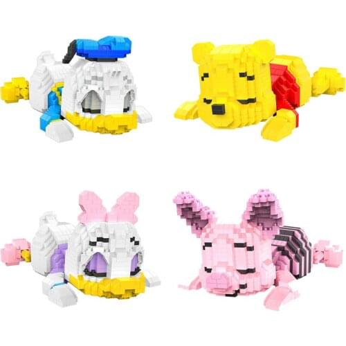 New Disney series Winnie the Pooh Donald Duck cartoon DIY model small building blocks educational childrens toy gift