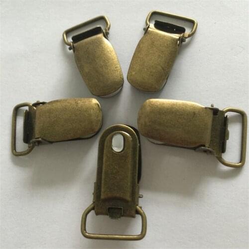 NEW 10 pcs/lot 15mm antique bronze Lead Free Metal Suspender Paci Ribbon Craft Sewing Tool Clips Hook Holder Plastic Insert