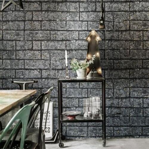 Beibehang Vintage 3D papel de parede cement gray brick wallpaper antique brick restaurant barber shop clothing store wallpaper