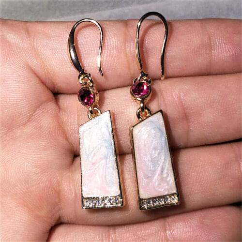 Opal Jewelry Dangle Anniversary Trendy Drop Earrings for Woman Girls Gifts