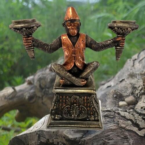 Candlestick Holder Monkey Image Eye-catching Vintage Style Religious Animal Home Candelabrum Garden Decor