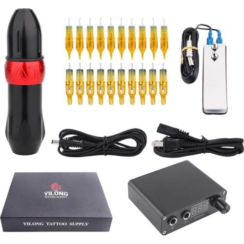 Complete Tattoo Machine Kit Tattoo Pen Gun With s LCD Mini Power Supply SterileTattoo Neddles