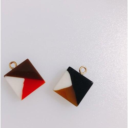 2 pieces / lot Personalized simple contrast color resin pendant diy earring jewelry pendant accessories Other