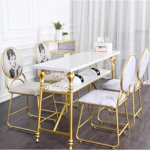 Nordic simple modern iron manicure table and chair set net red double deck manicure table