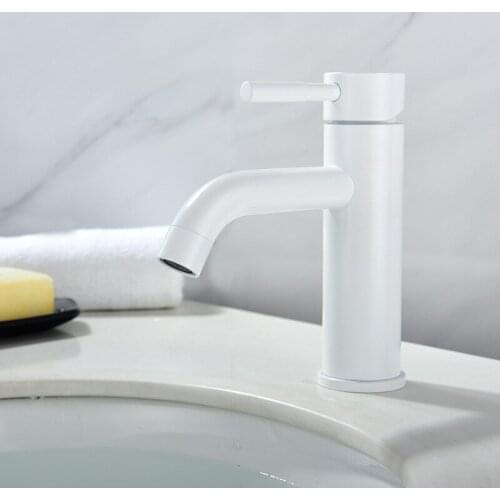 Basin Faucet hot and cold 304 Stainless Steel bathroom sink faucet basin mixer taps white and black single lever crane