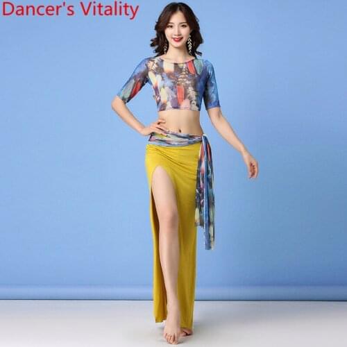 Belly Dance Practice Clothes New Summer Bandage Top Modal Long Skirt Set Women Beginners Oriental Indian Dancers Training Suit