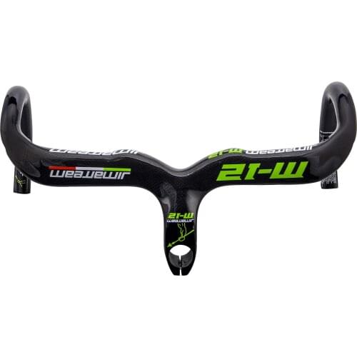 Carbon Handlebar Road JIMIATEAM Bicycle Handlebar Integrated Handlebar and Stem 3K Ultralight 2019 Drop Handlebars Green label